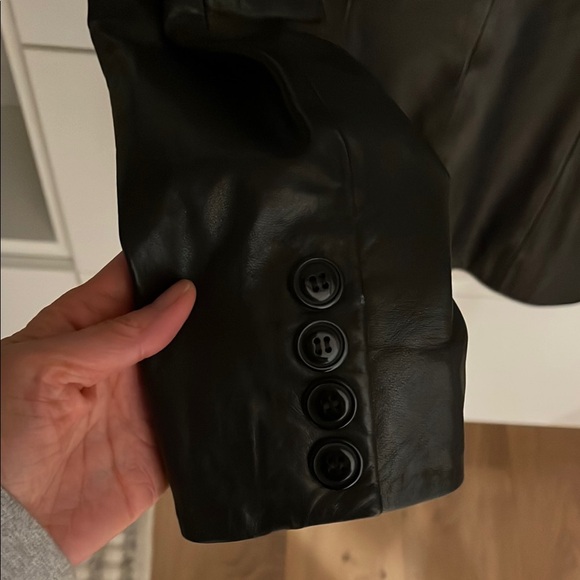 Reformation Veda Bowery Black Leather Jacket Blazer XS - Picture 6 of 8